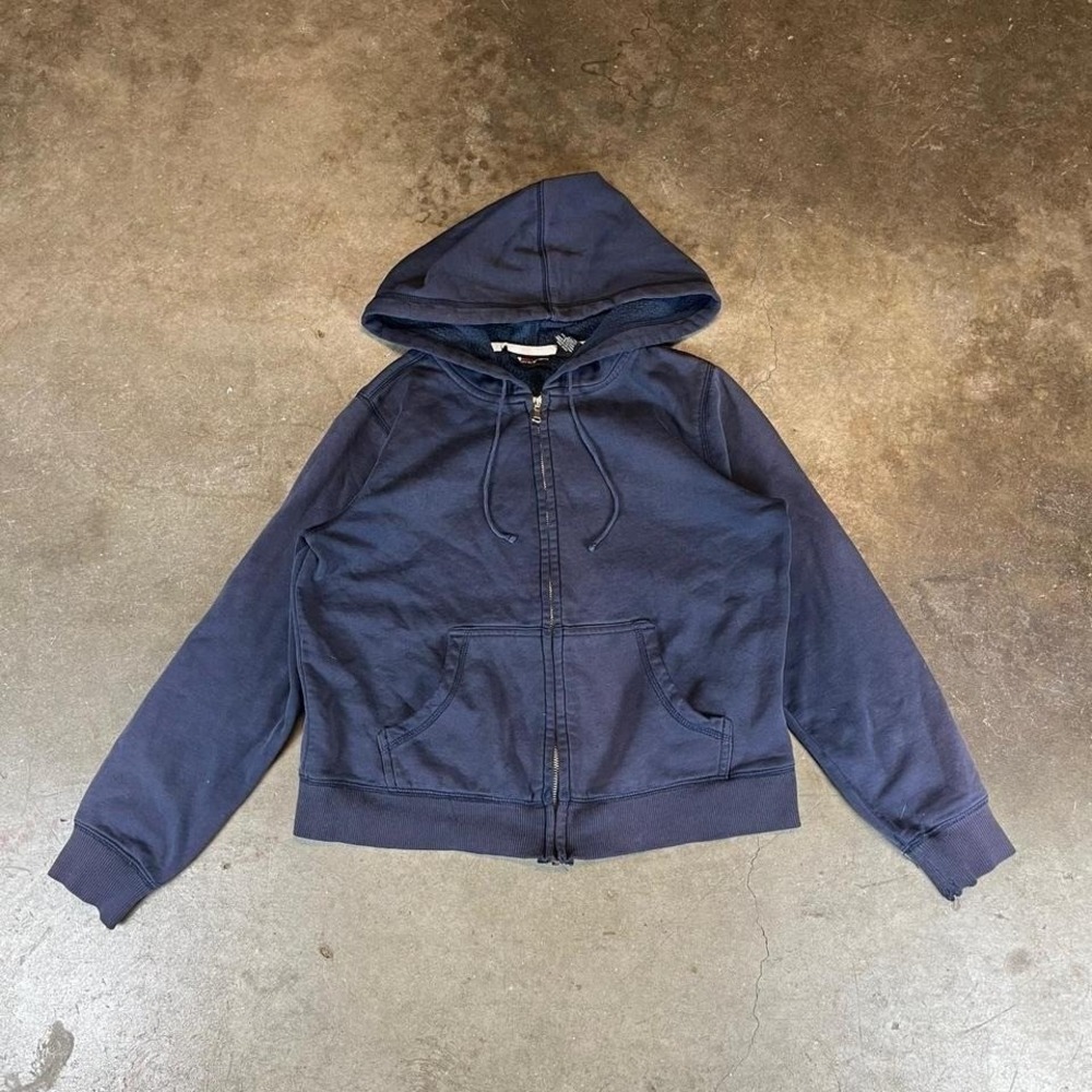 Vintage 90s Navy blue zip up hoodie‎ Size women's XS